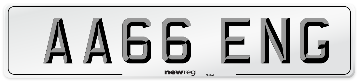 AA66 ENG Number Plate from New Reg